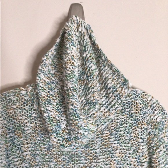 MOTH by Anthropologie Hooded Chunky Knit Cardigan Spring Colors Pockets Open - Picture 7 of 11